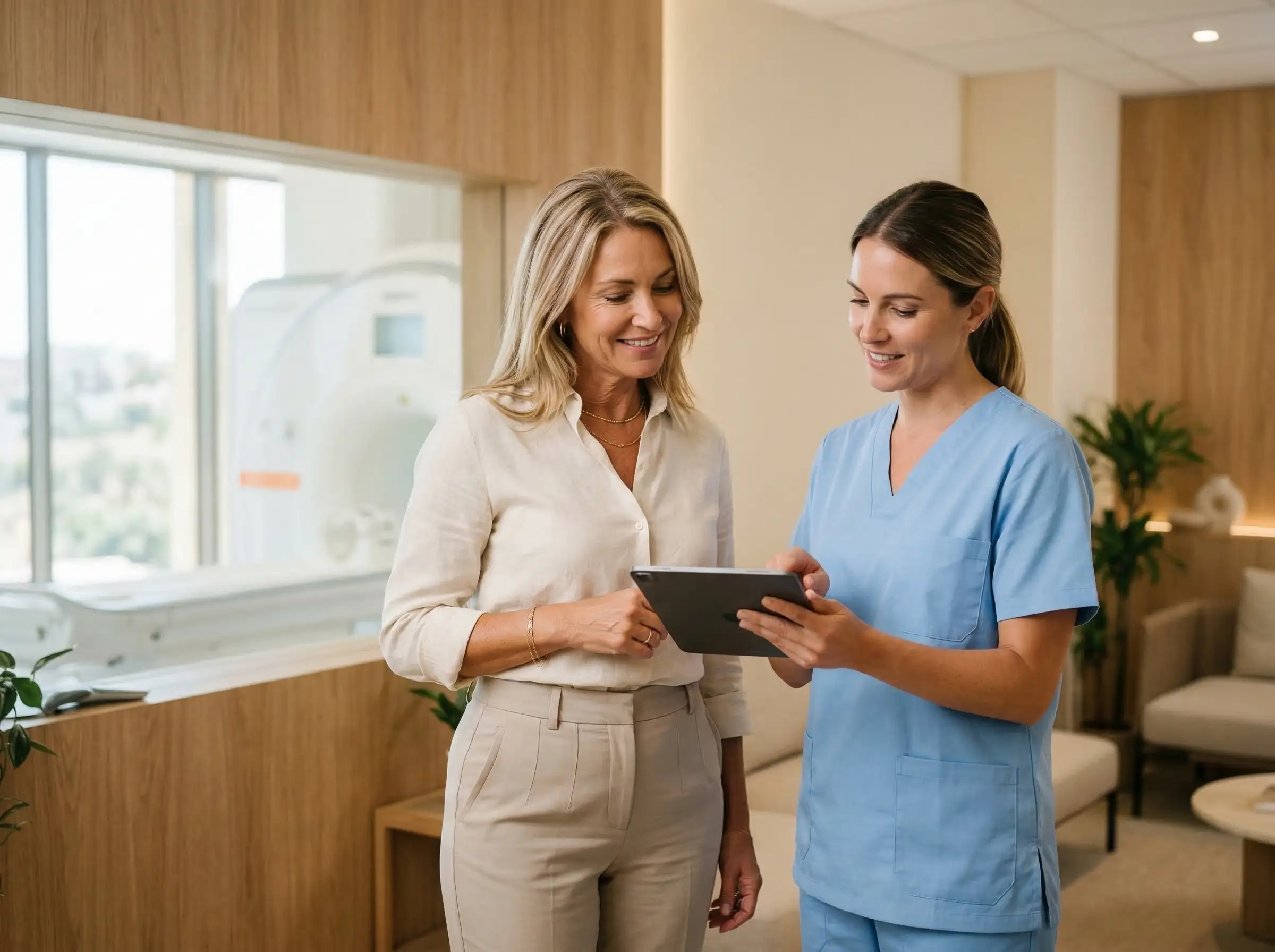 MRI results review with female patient